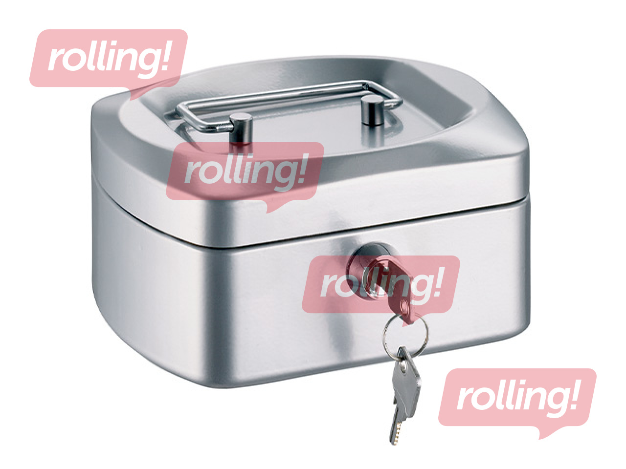 Naudas kaste Alco, metāla, sudraba, 155x80x120mm