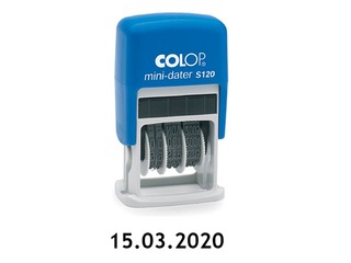 Kuupäeva tempel Colop S120, numbrid, sinine tint