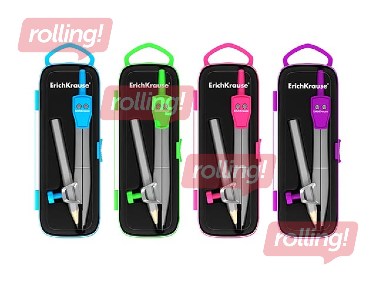 Cirkulis ar zīmuli ErichKrause, 123 mm, dažādas korpusa krāsas