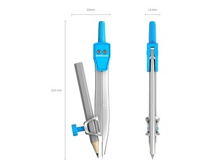 Металлический циркуль с карандашом ErichKrause, 123 мм, разные цвета