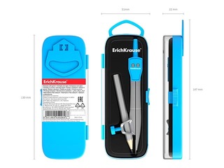 Металлический циркуль с карандашом ErichKrause, 123 мм, разные цвета