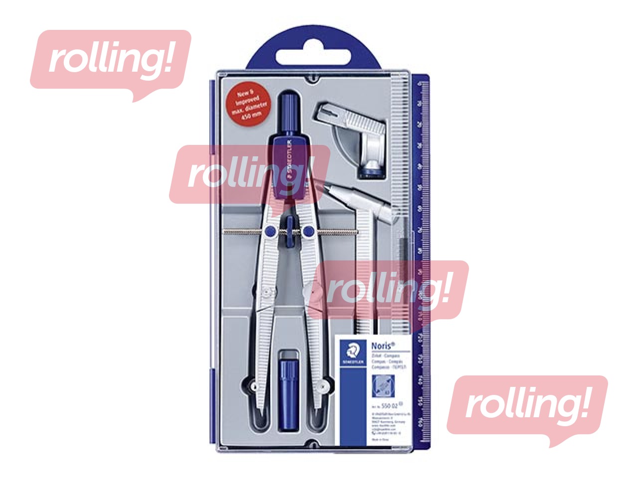 Циркуль с подставкой для карандашей и c линейкой Staedtler Noris 550 01/02, синий