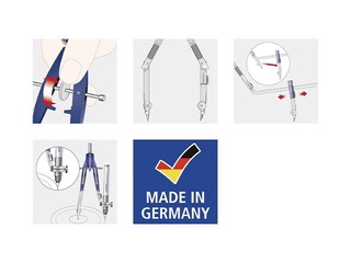 Циркуль с подставкой для карандашей и c линейкой Staedtler Noris 550 01/02, синий