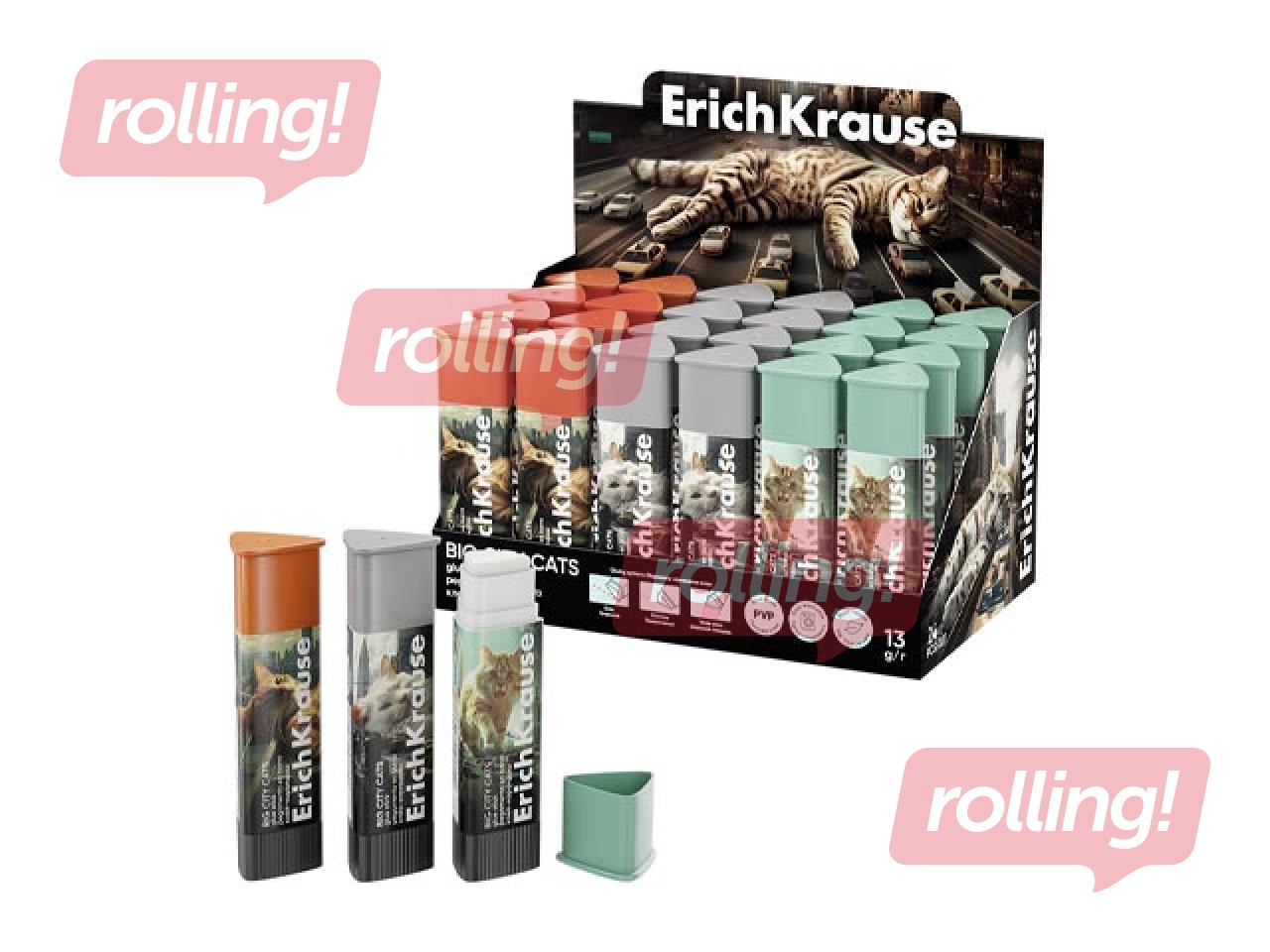 Līmes zīmulis ErichKrause, Big City Cats, trijstūra forma, 13g