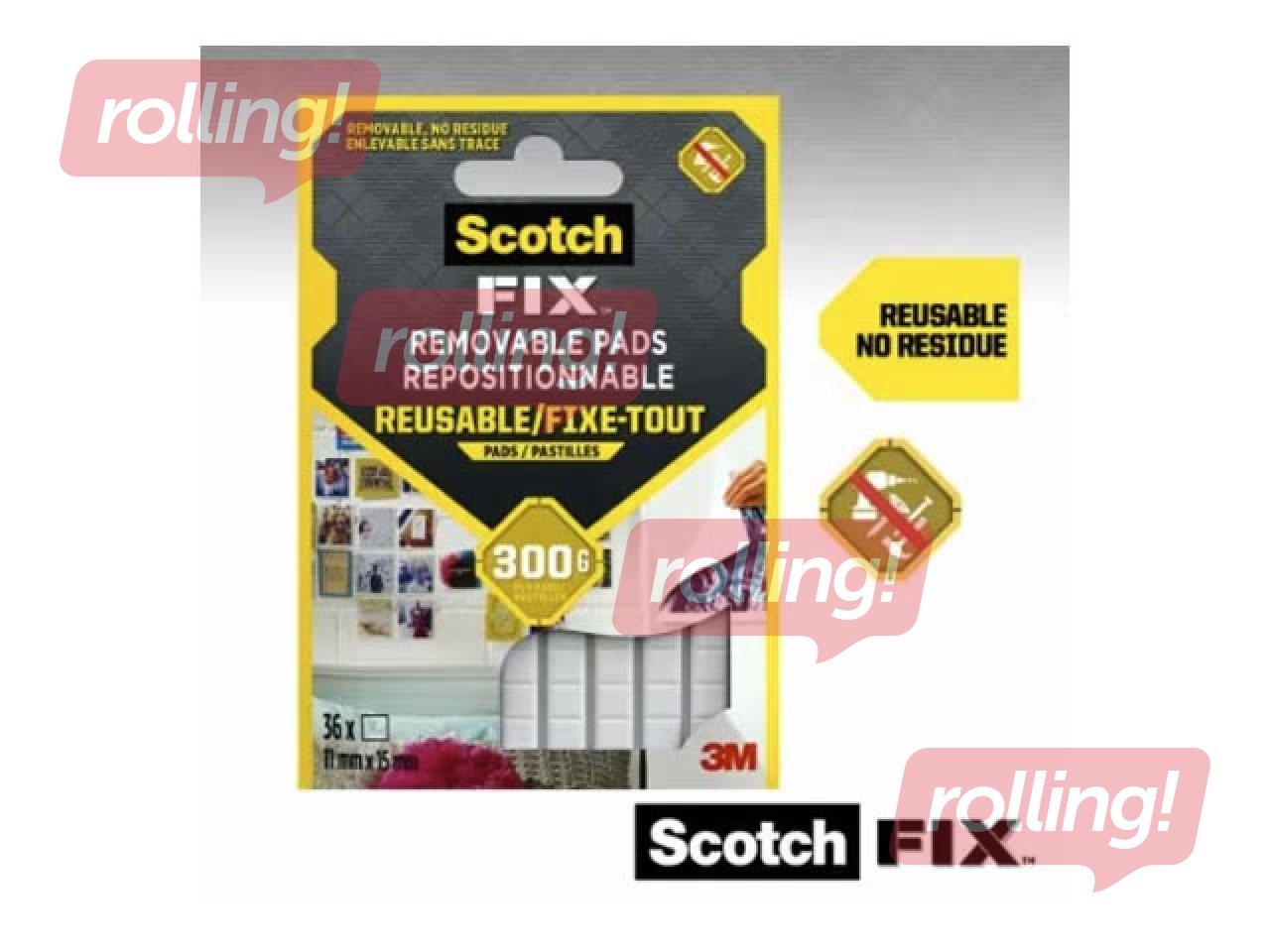 Removable Adhesive Pads Scotch, 1mm x 15mm, 36 pcs
