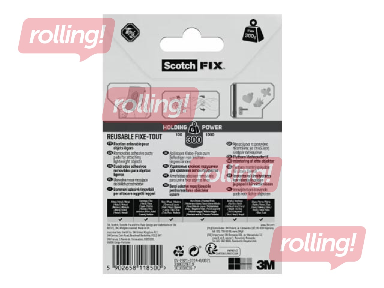 Removable Adhesive Pads Scotch, 1mm x 15mm, 36 pcs