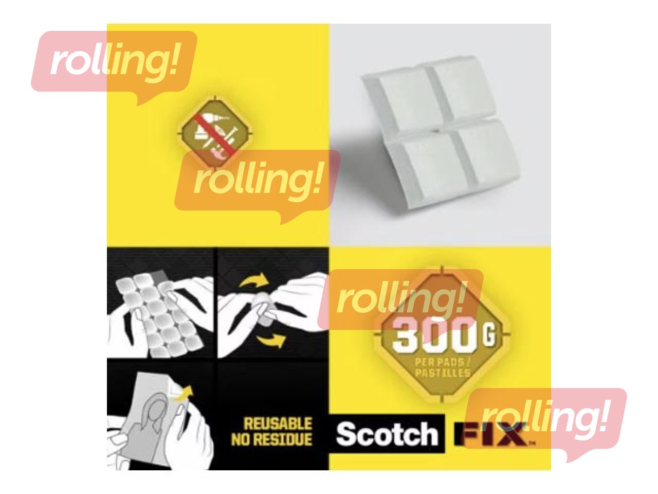 Removable Adhesive Pads Scotch, 1mm x 15mm, 36 pcs