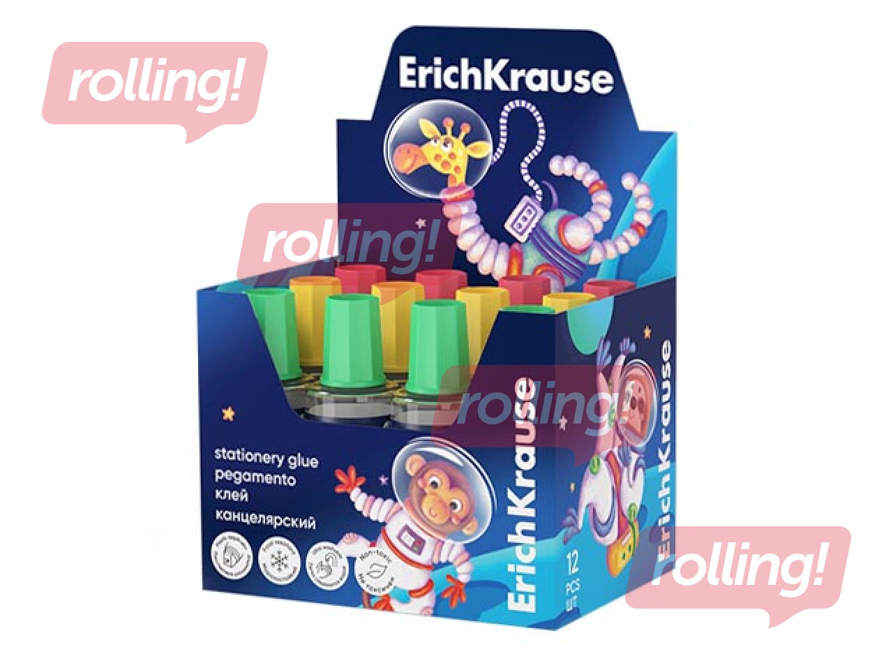 Glue ErichKrause, Space animals, transparent, with applicator, 30ml