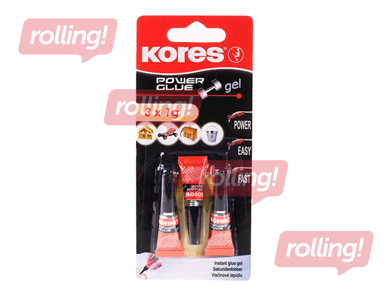 Līme universālā KORES, POWER GLUE GEL, 3x1g