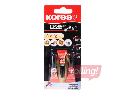 Universal glue KORES, POWER GLUE GEL, 3x1g
