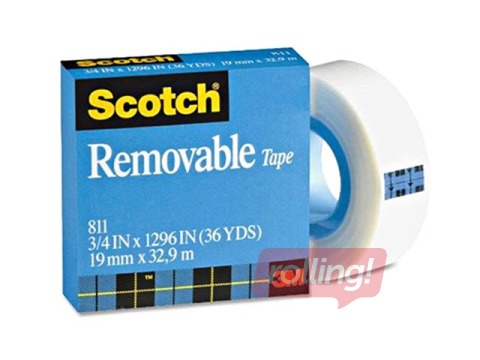 Kleeplint 3M Scotch eemaldatav 811, 19mm x 33m,1 tk