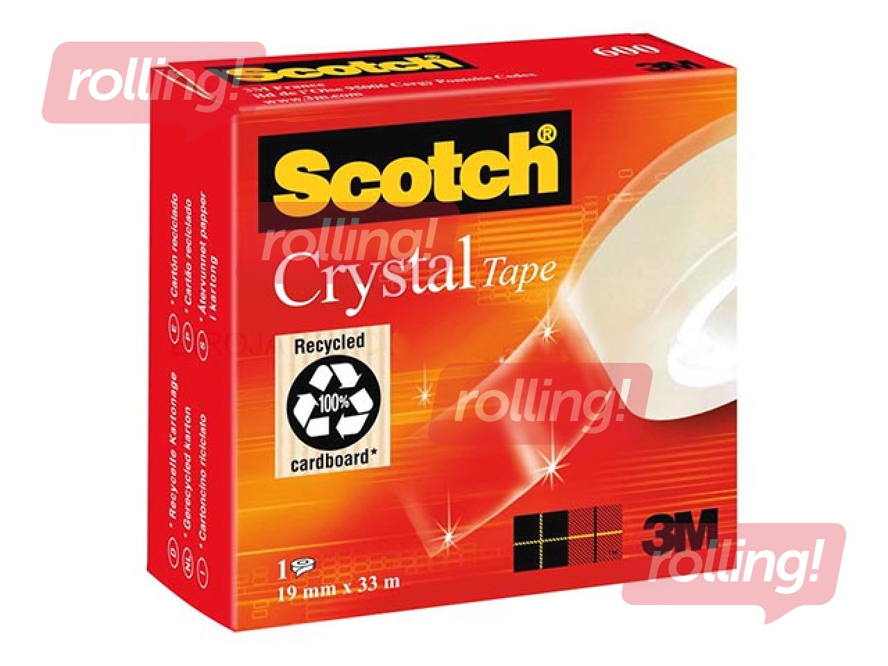 Scotch Crystal 600, 3M, clear tape, 19mm x 33m