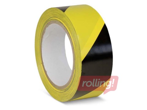 Ohuteip Kollane-must kaldjoonega 50mm x 33meetrit