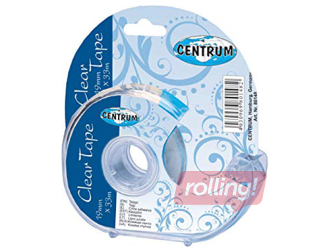 Tape with holder Centrum, 19mm x 33m, transparent