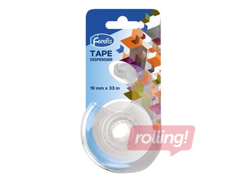 Līmlente ar turētāju Forofis, caurspīdīga, 19mm x 33m