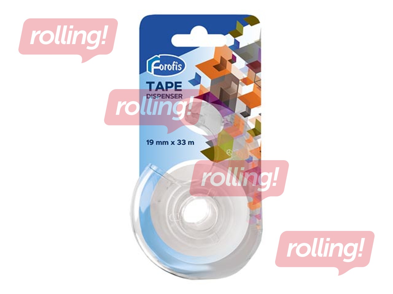 Tape with holder Forofis, transparent, 19mm x 33m