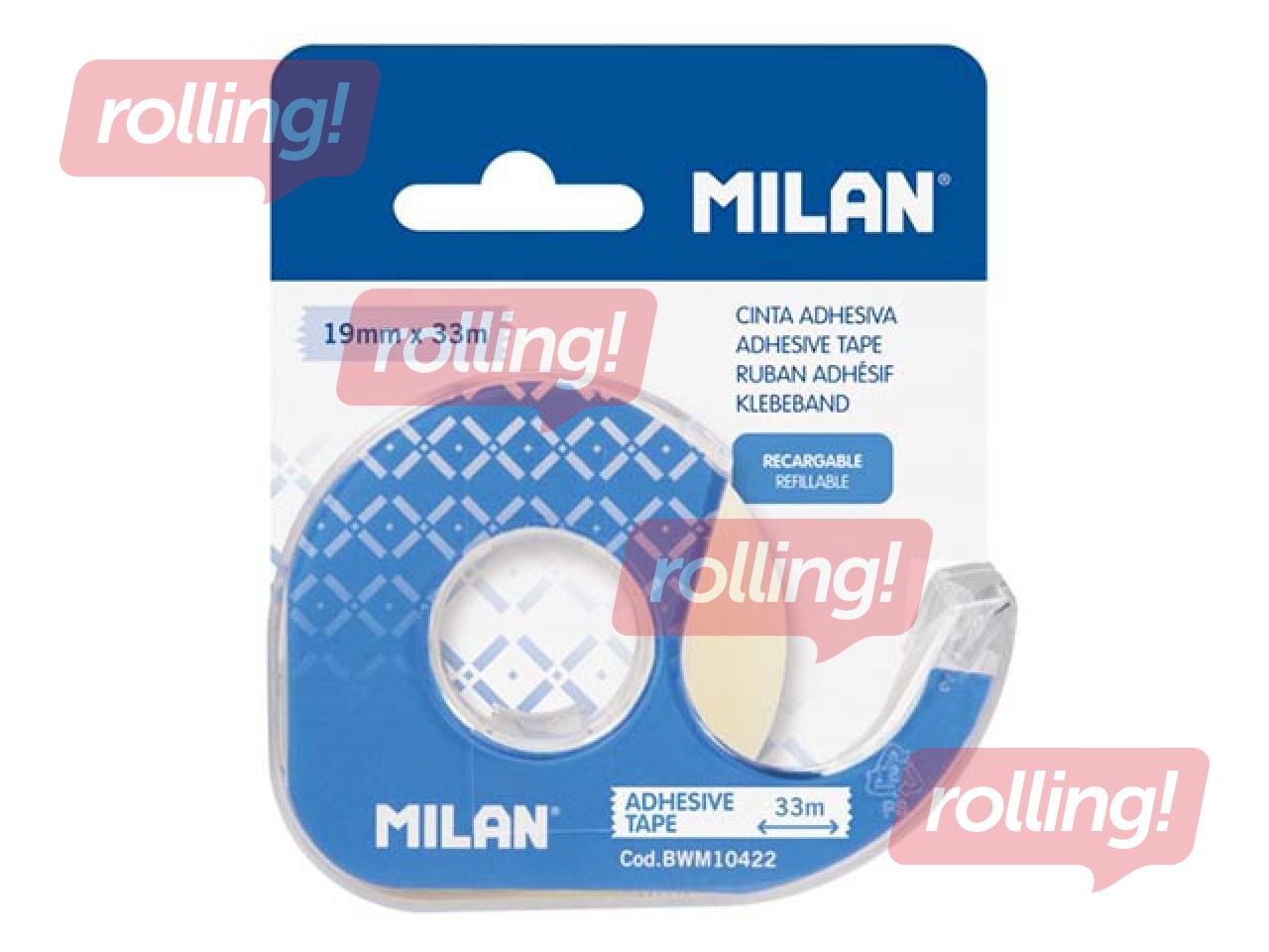 Adhesive tape with holder Milan, transparent, 19mm x 33m