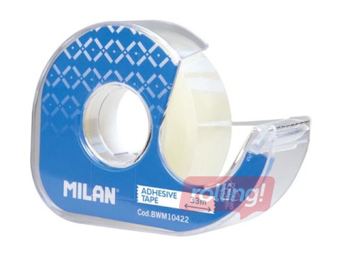 Läbipaistev teip koos hoidjaga Milan, läbipaistev, 19mm x 33m