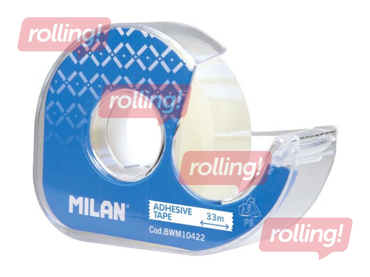 Läbipaistev teip koos hoidjaga Milan, läbipaistev, 19mm x 33m