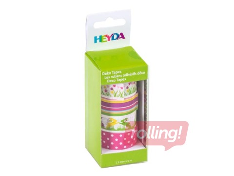 Клейкая лента Heyda, Spring, Тюльпаны, бумажная, разные цвета, 15мм x 5м