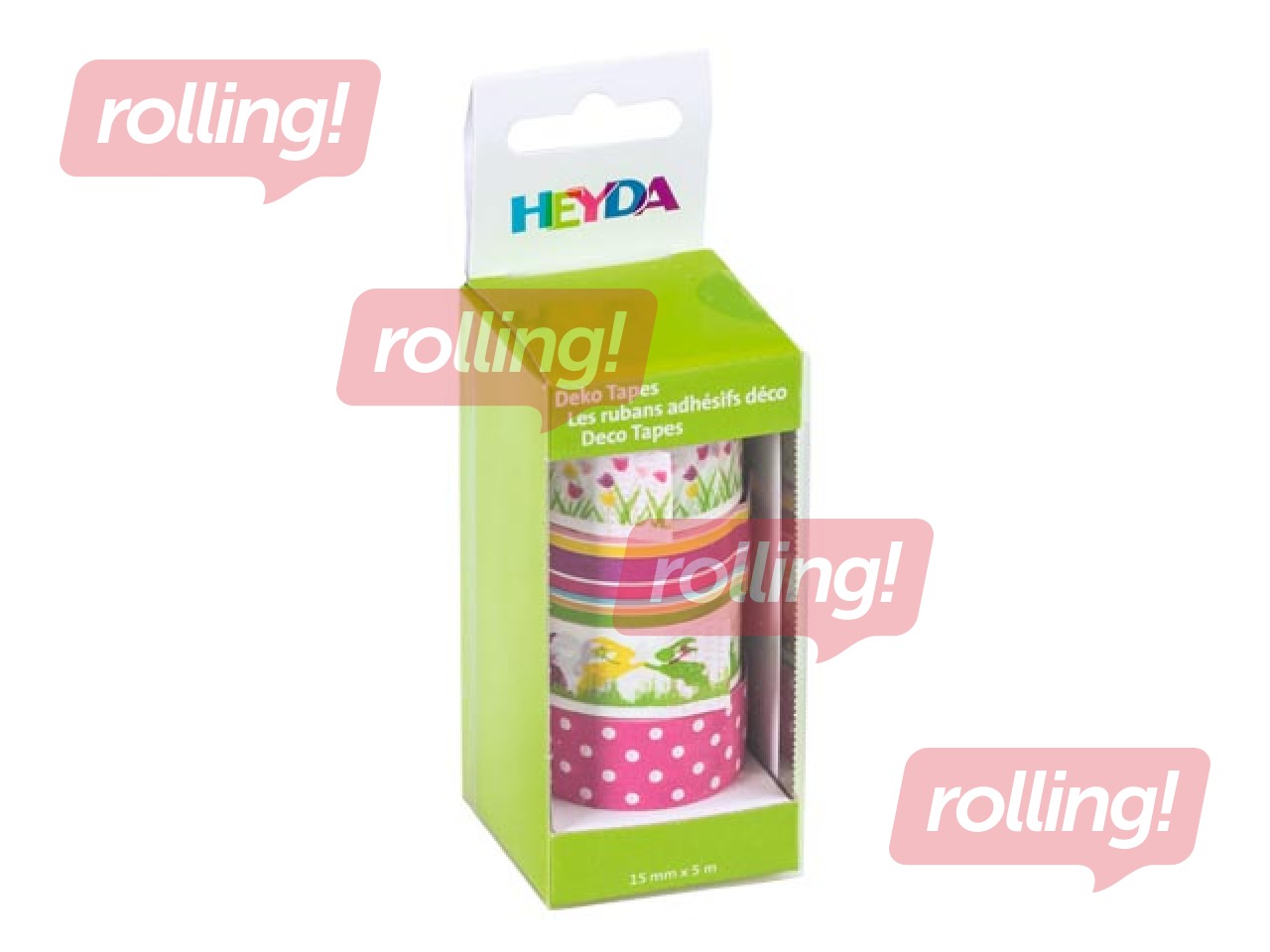 Клейкая лента Heyda, Spring, Тюльпаны, бумажная, разные цвета, 15мм x 5м