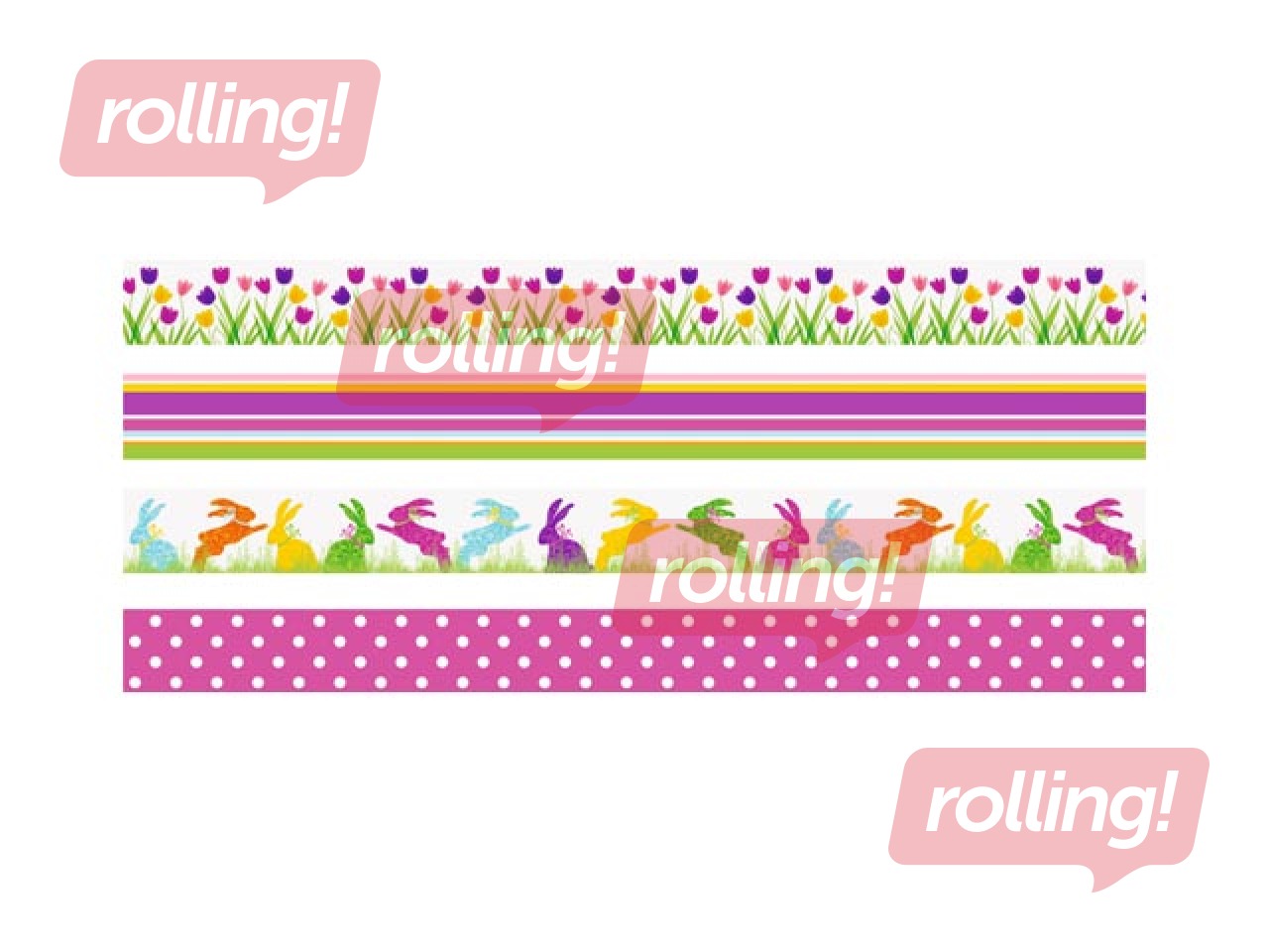 Клейкая лента Heyda, Spring, Тюльпаны, бумажная, разные цвета, 15мм x 5м