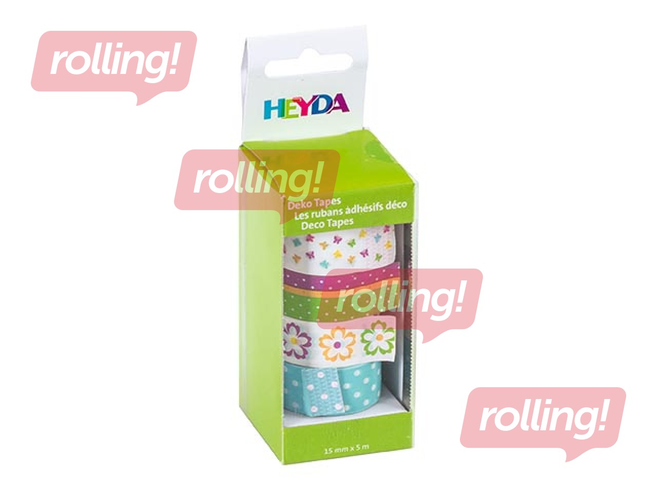 Adhesive tape Heyda, Spring, Flowers, paper, assorted colors, 15mm x 5m