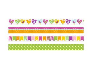 Клейкая лента Heyda, Spring, Birds, бумажная, разные цвета, 15мм x 5м