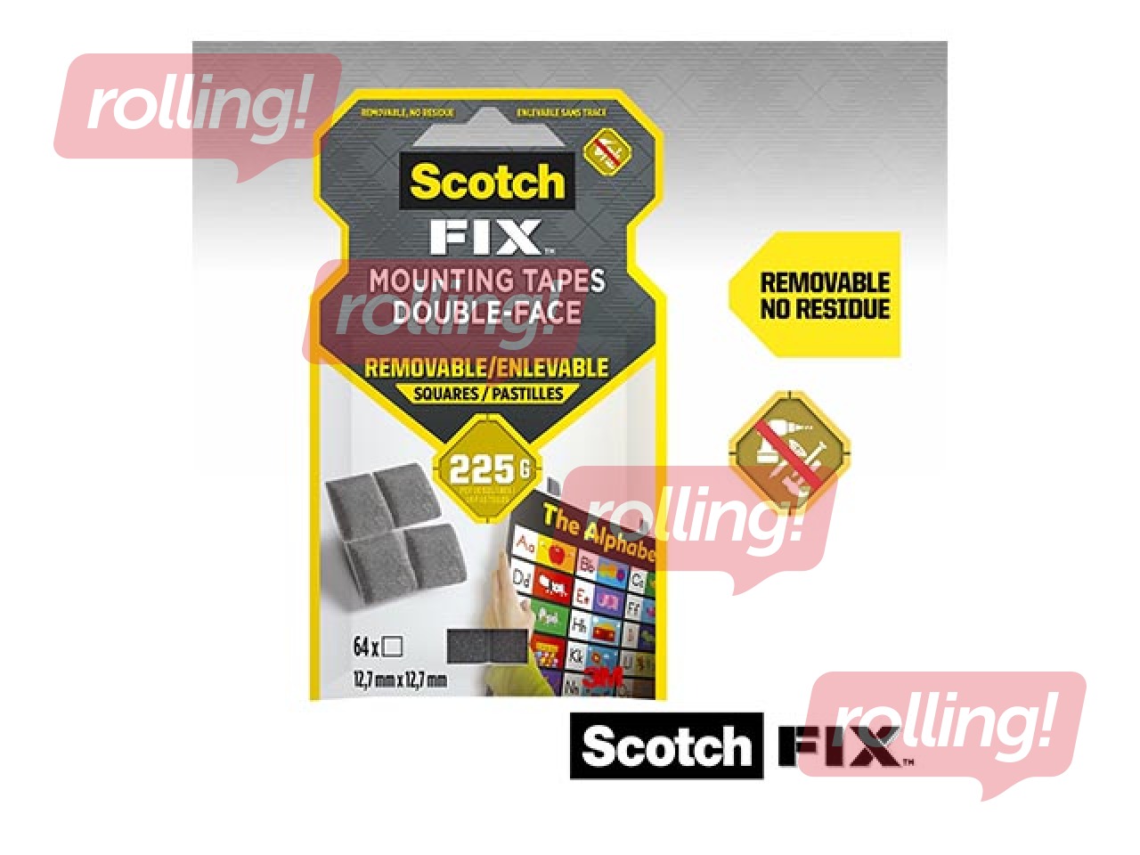 Kahepoolsed vahtteibi padjad 3M Scotch, 12.7x12.7mm, eemaldatav