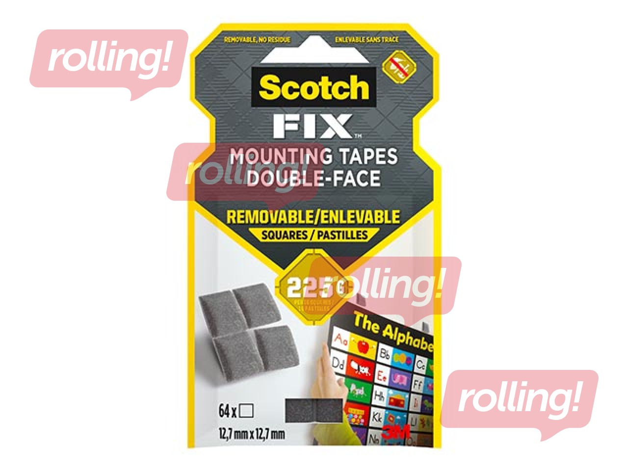 Mounting squares 3M Scotch,12.7x12.7mm, non permanent