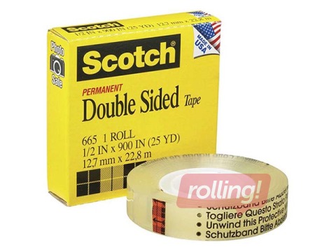 Two sided tape 3M Scotch, 12mm x 23m + GIFT! Buy tape and receive a gift!