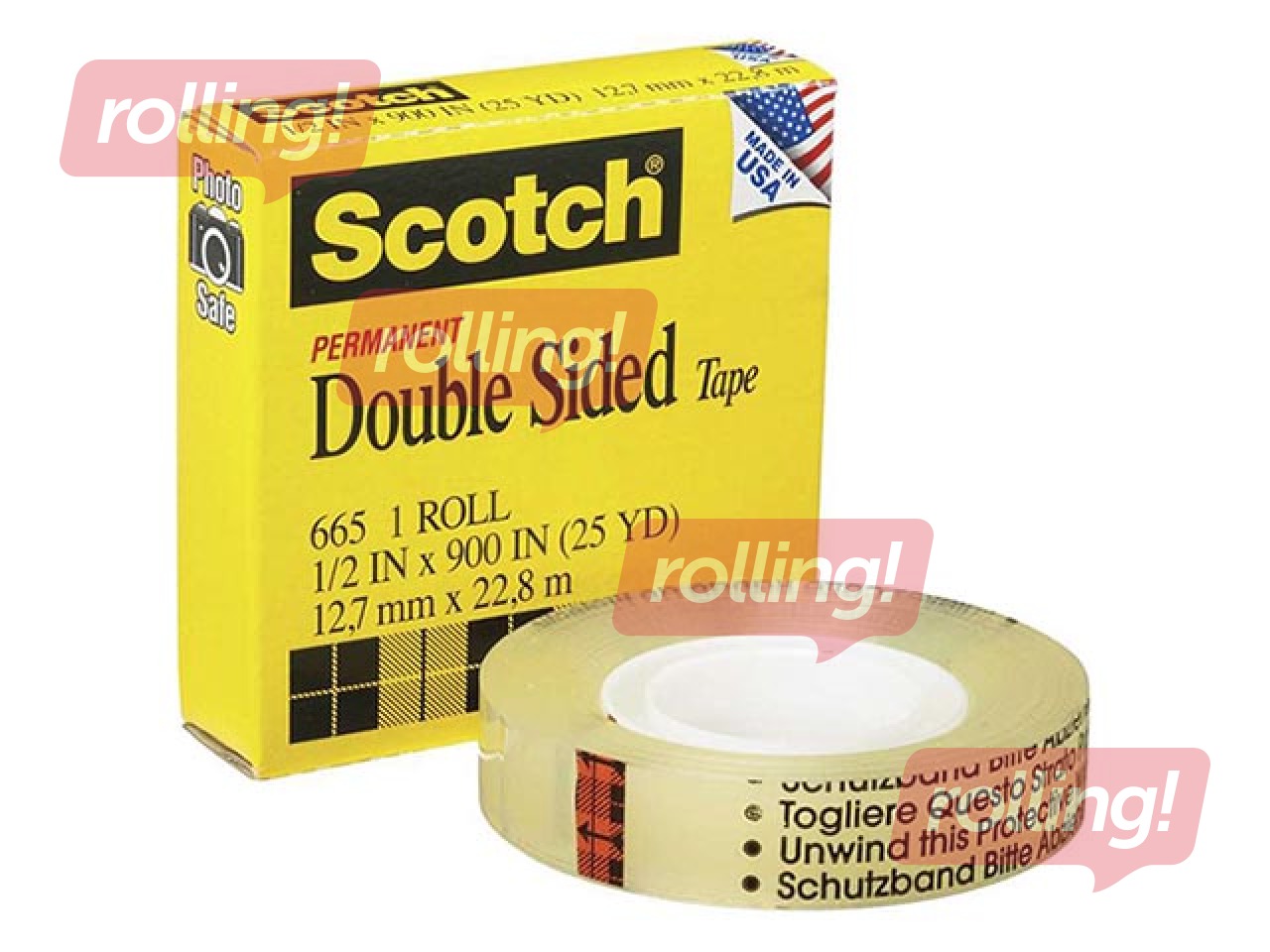 Two sided tape 3M Scotch, 12mm x 23m + GIFT! Buy tape and receive a gift!