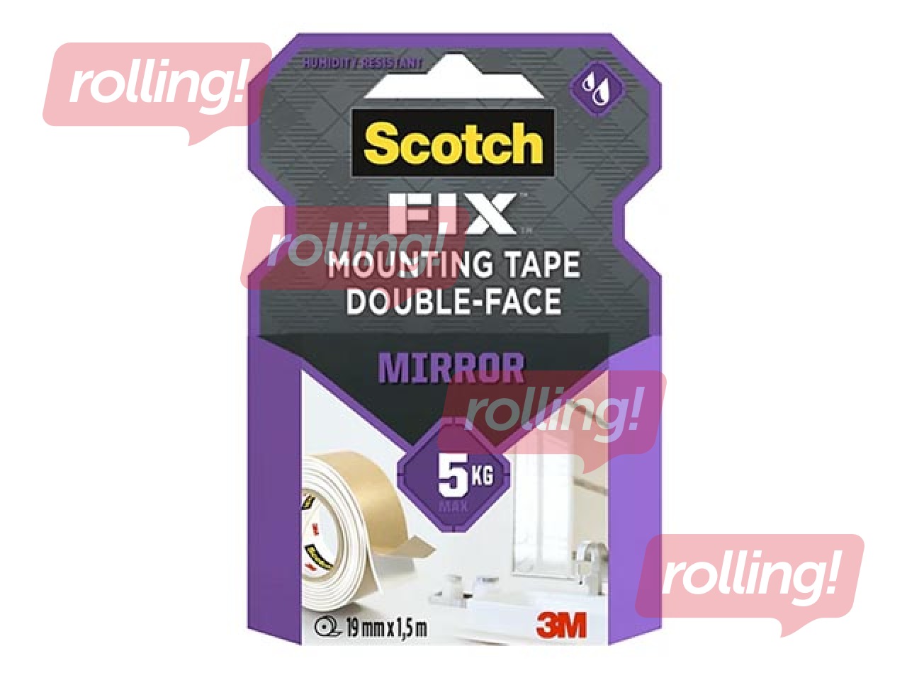 3M Scotch, Bath & Mirror kahepoolne kinnituslint, 19mm x 1.5m