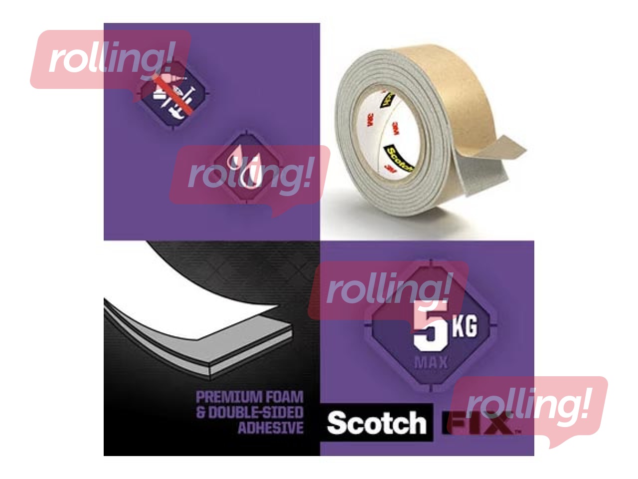 3M Scotch, Bath & Mirror kahepoolne kinnituslint, 19mm x 1.5m