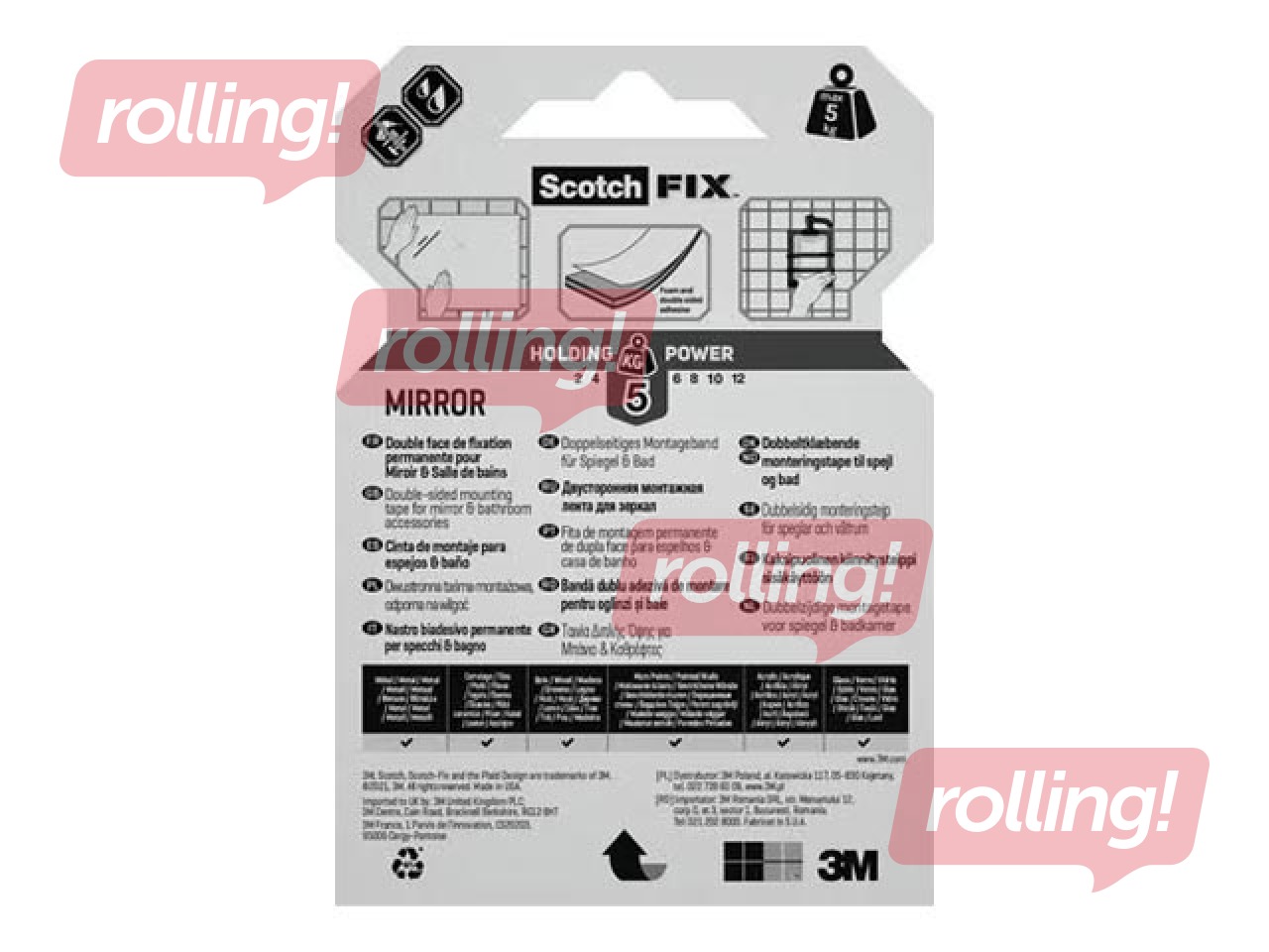 Mounting Tape 3M Scotch, Bath & Mirror, 19mm x 1.5m