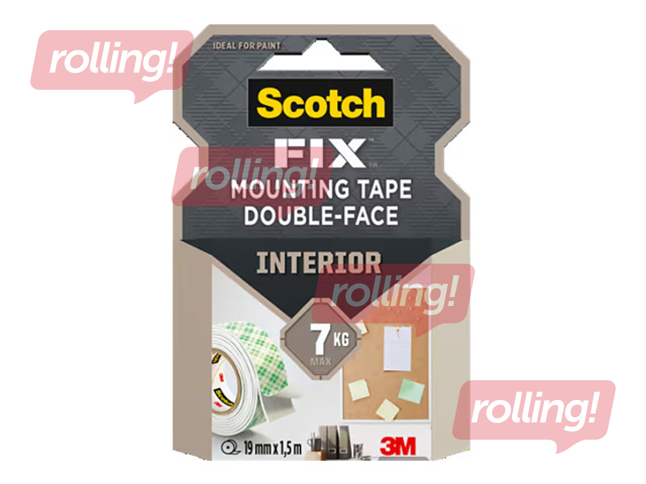 Двусторонний скотч, Scotch, монтажный, прозрачный, 19мм x 1.5м