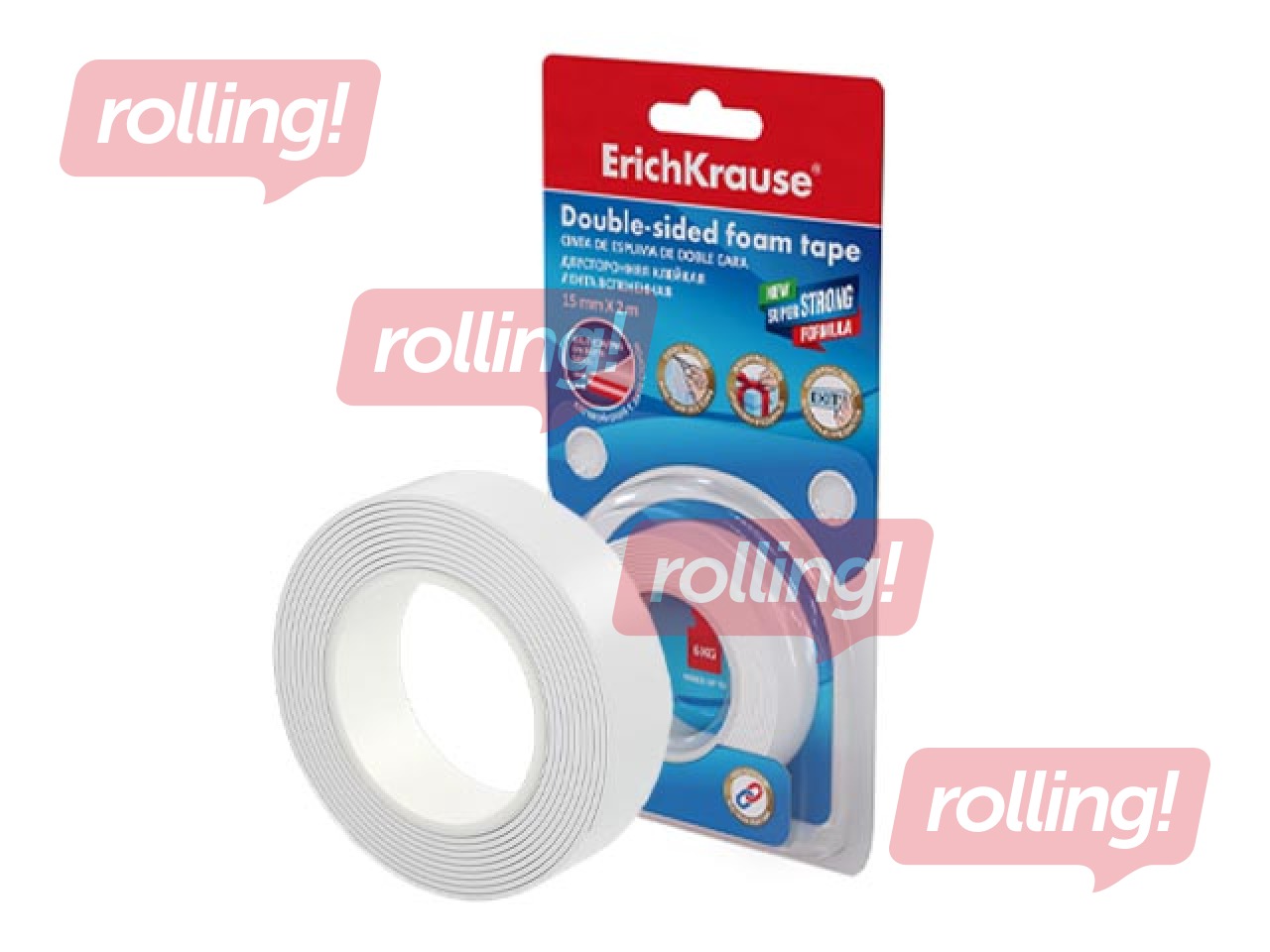 Double-sided foam tape ErichKrause, 15mm x 2m