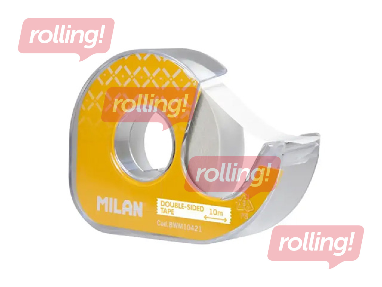 Двусторонняя клейкая лента с держателем Milan, прозрачная, 15мм x 10м