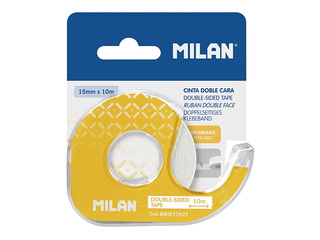 Двусторонняя клейкая лента с держателем Milan, прозрачная, 15мм x 10м