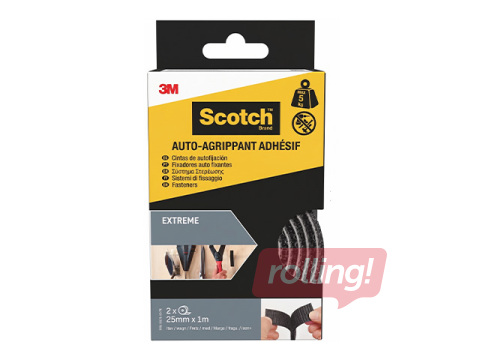 Kinnituslint kahepoolne 3M Scotch Extreme, 25mmx1m, must, 2 rulli