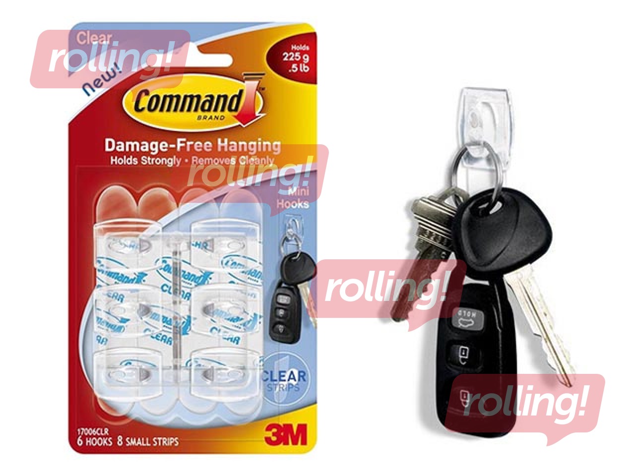 Крючки Command для Ключей, прозрачные