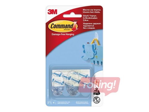 Command Hooks with adhesive strips S 17092, transparent