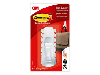Command Large Utility Hook, plastic, adhesive, white