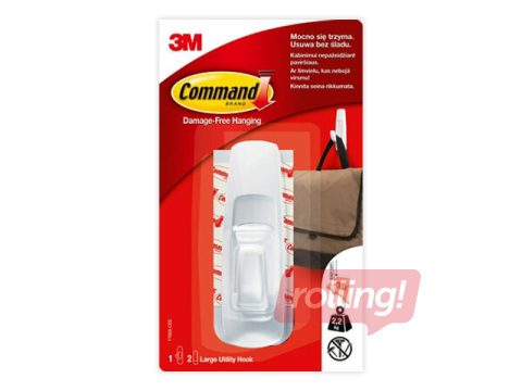 Крючок Command Large Utility, пластиковый, самоклеящийся, белый