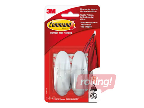 Command Medium Designer Hook, plastic, adhesive, white