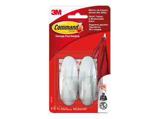 Pakaramais Command Medium Designer Hook, plastmasas, pielīmējams, balts