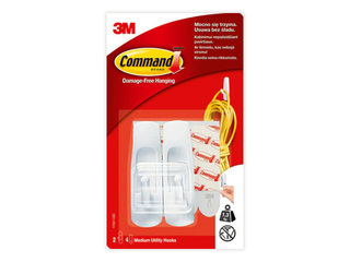 Hook Command Medium 17001, plastic, adhesive, white, 2pcs