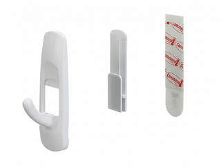 Konks Command Medium 17001, plastik, liimitav, valge, 2tk