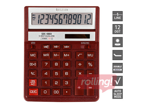 Calculator Eleven SDC-888 XRD, red
