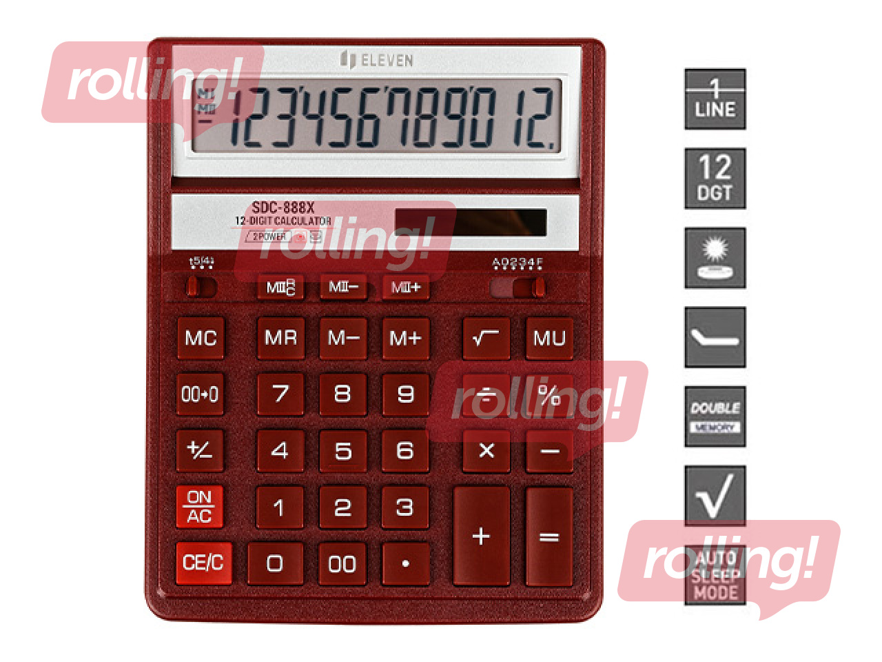 Calculator Eleven SDC-888 XRD, red